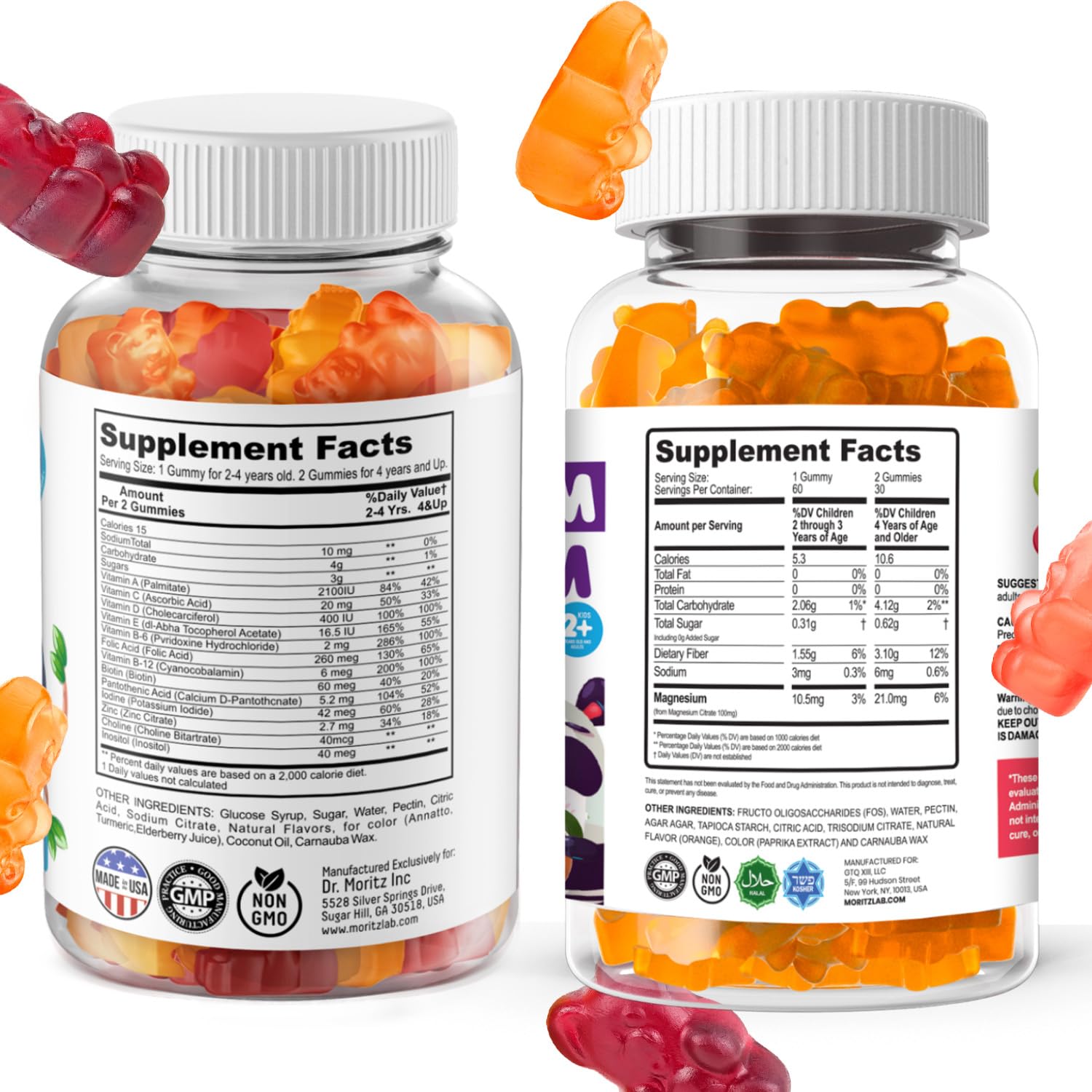 DR. MORITZ Kids Magnesium Orange Gummies close-up of orange chews