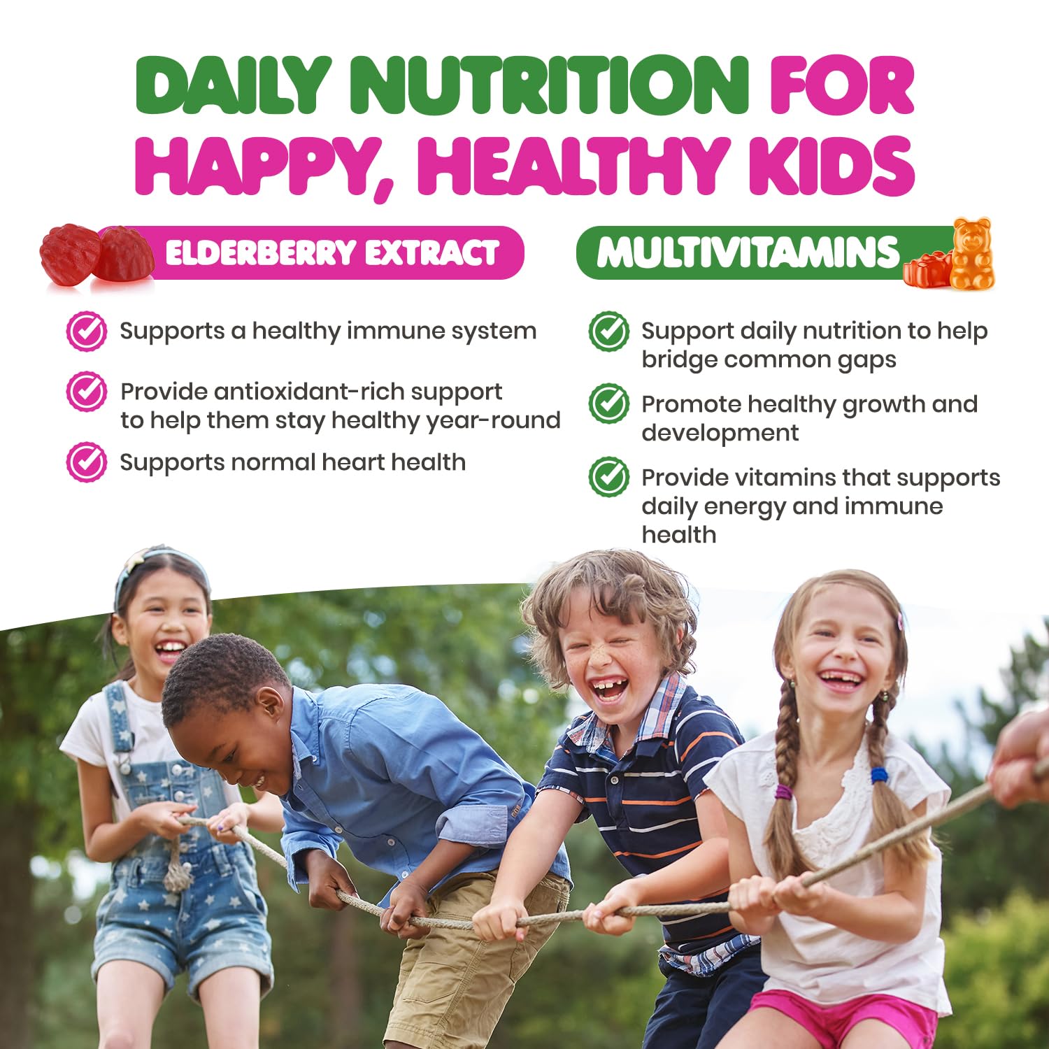 DR. MORITZ kids multivitamin label closeup with essential nutrients.