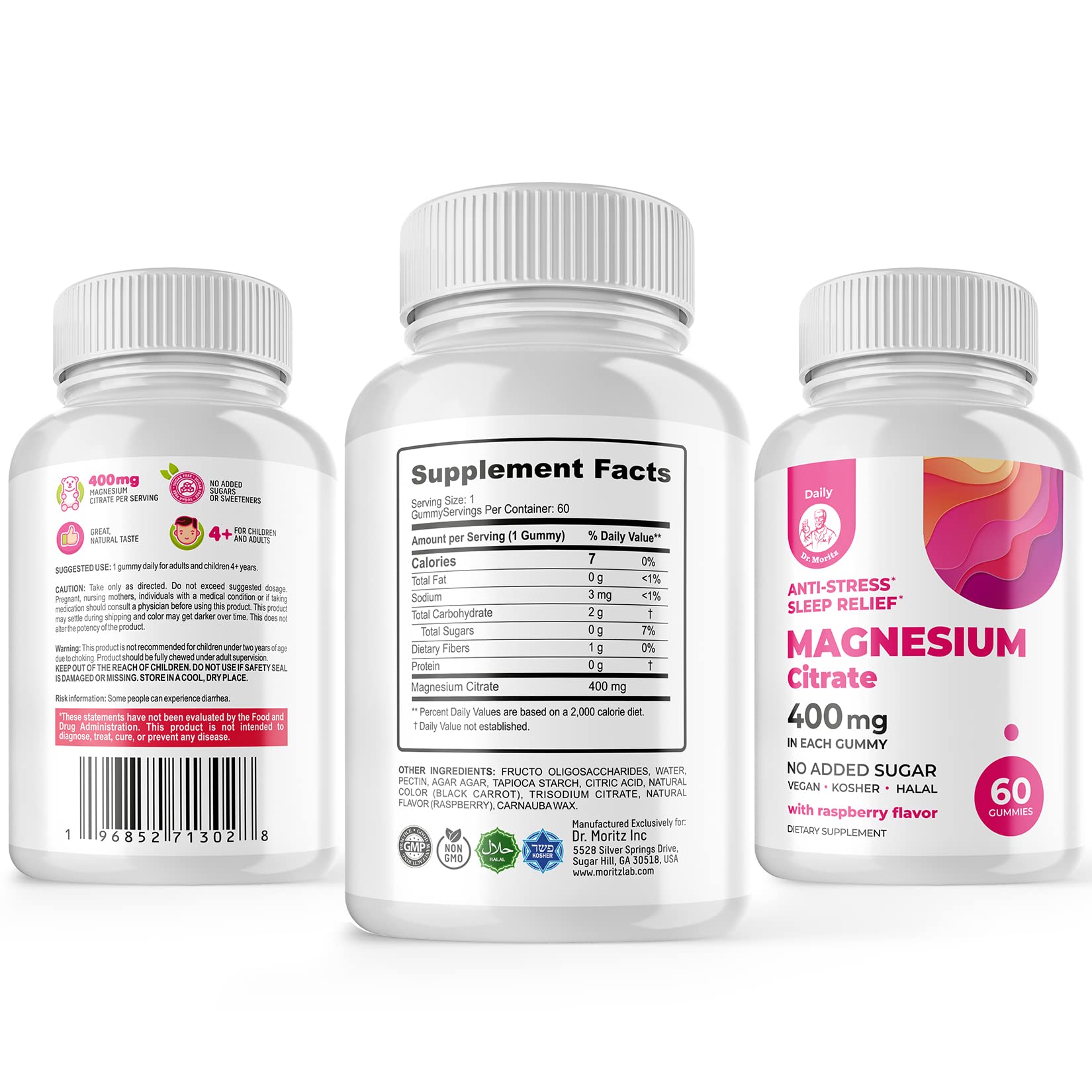 DR. MORITZ Magnesium Gummies raspberry flavor close-up for sugar-free calm