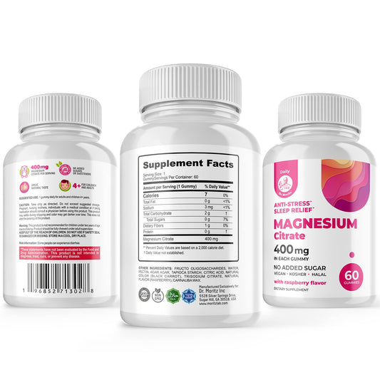 DR. MORITZ Magnesium Gummies raspberry flavor close-up for sugar-free calm
