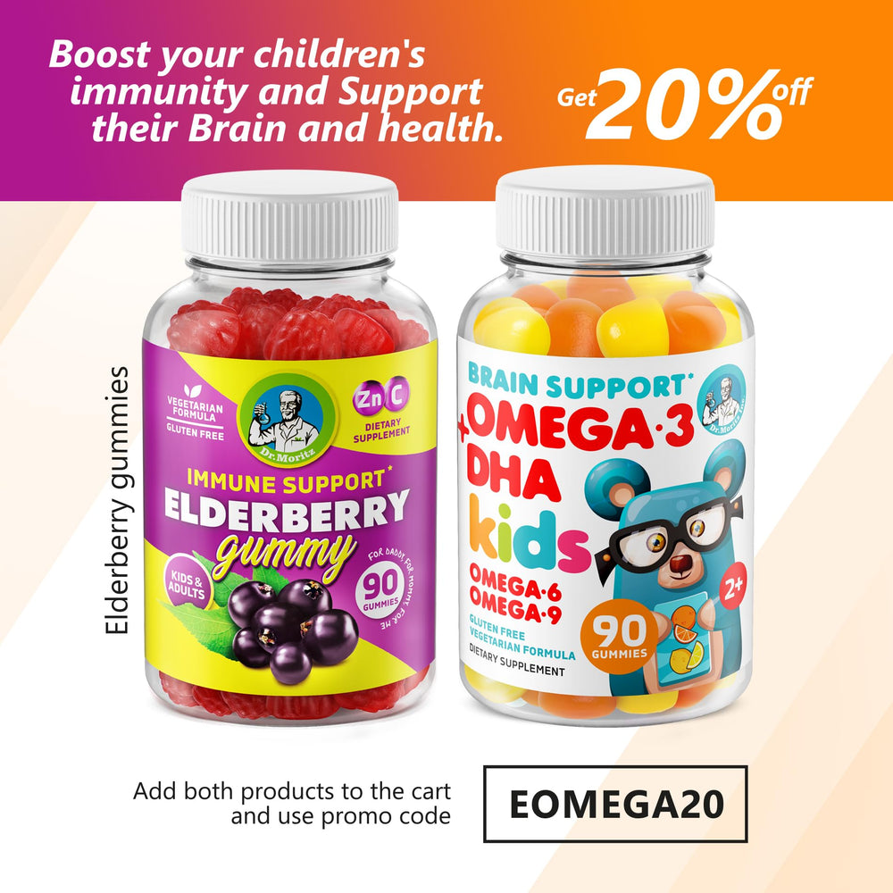 Child enjoying DR. MORITZ gummies during snack time with tasty flavor.