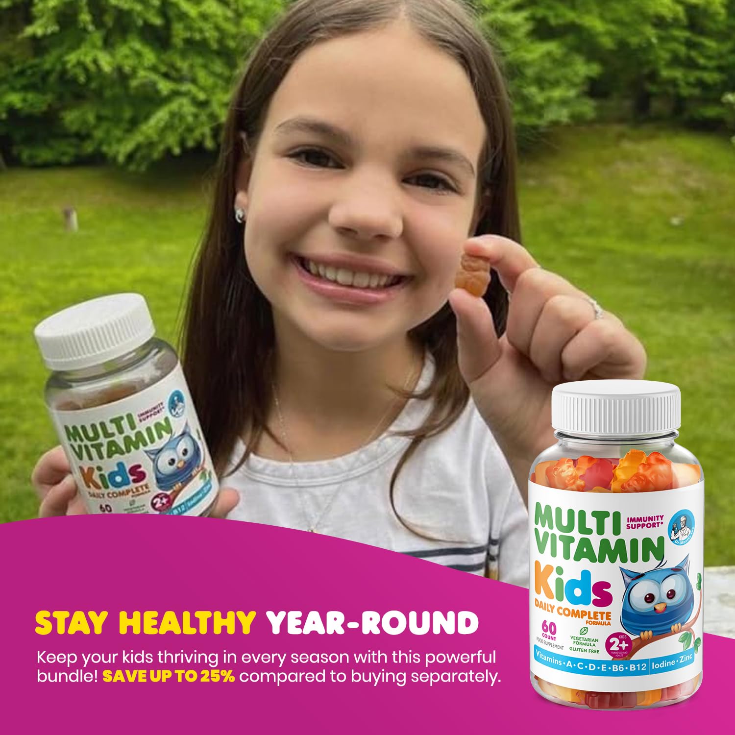DR. MORITZ kids vitamins in orange, cherry, and strawberry flavors, delicious.