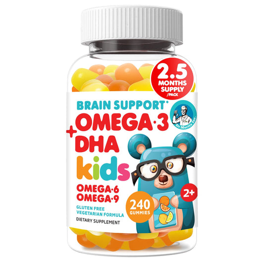 DR. MORITZ vegan omega-3 gummies bottle close-up for kids' daily nutrition