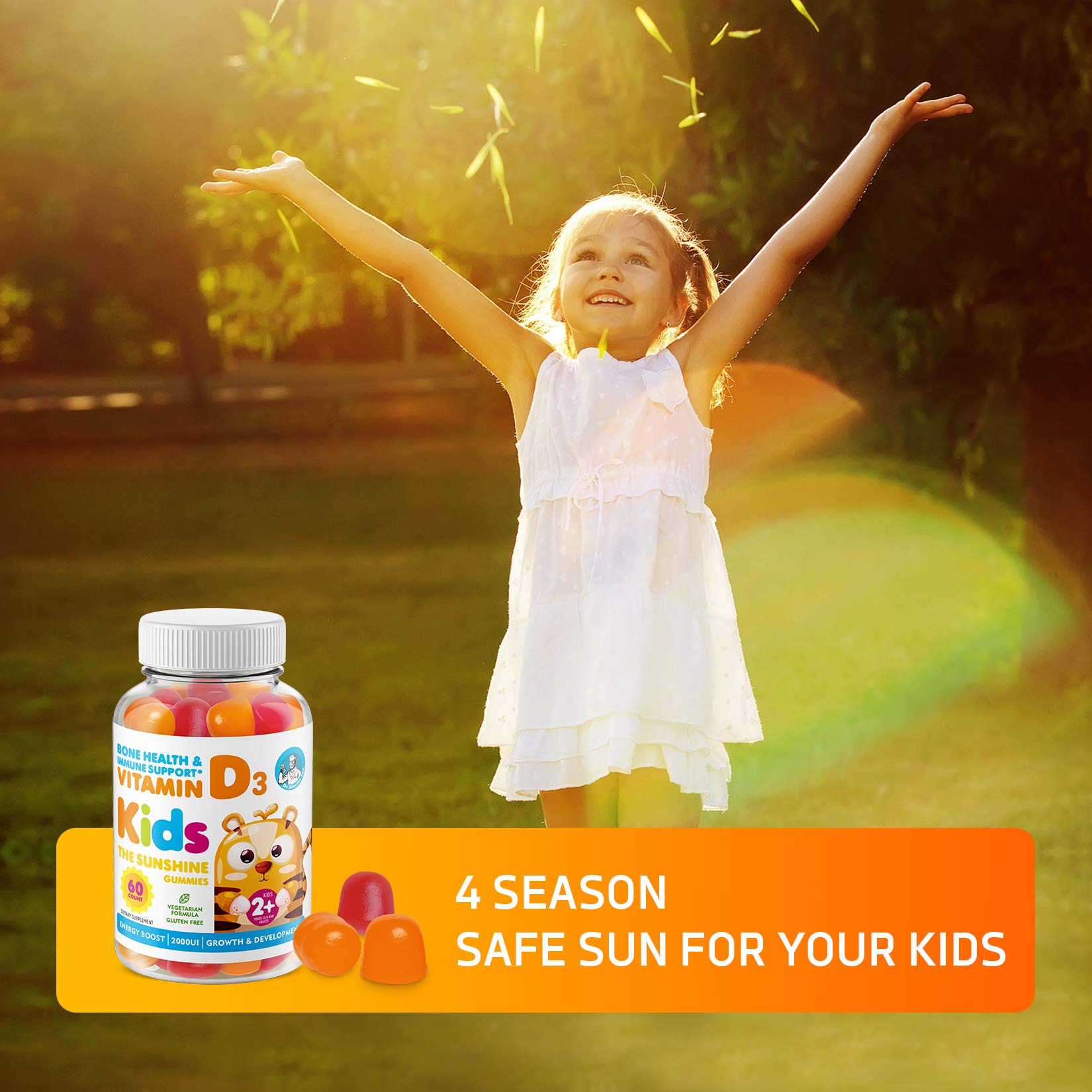 DR. MORITZ Vitamin D Gummies close-up of multi-fruit flavor for daily vitamin intake