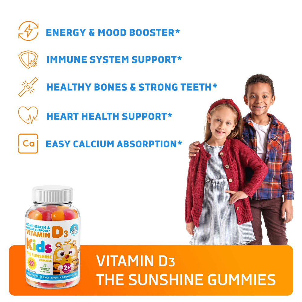 DR. MORITZ Vitamin D Gummies kids enjoying fruity chews after school