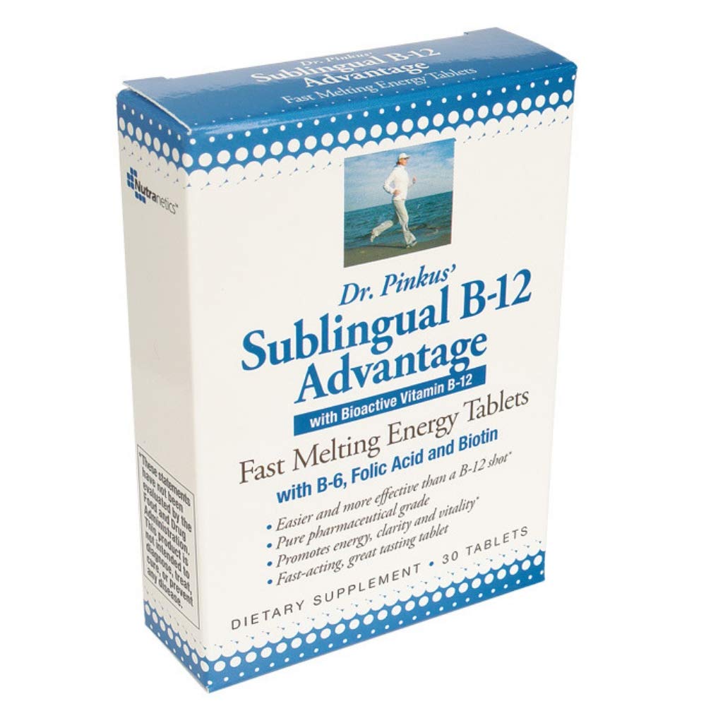 Dr Newtons Naturals B12 Advantage melt tablet dissolving under tongue for fast absorption.