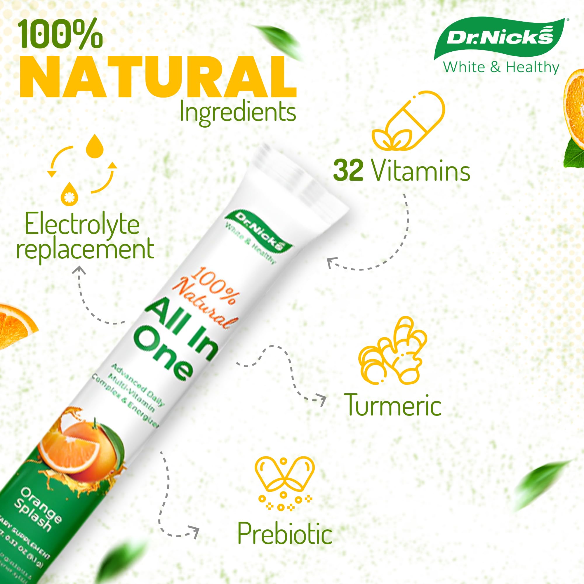 Dr. Nick's label highlights 32 vitamins and minerals.
