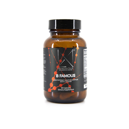 DR. NIGMA B Famous bottle front shows high-potency B vitamins for energy.