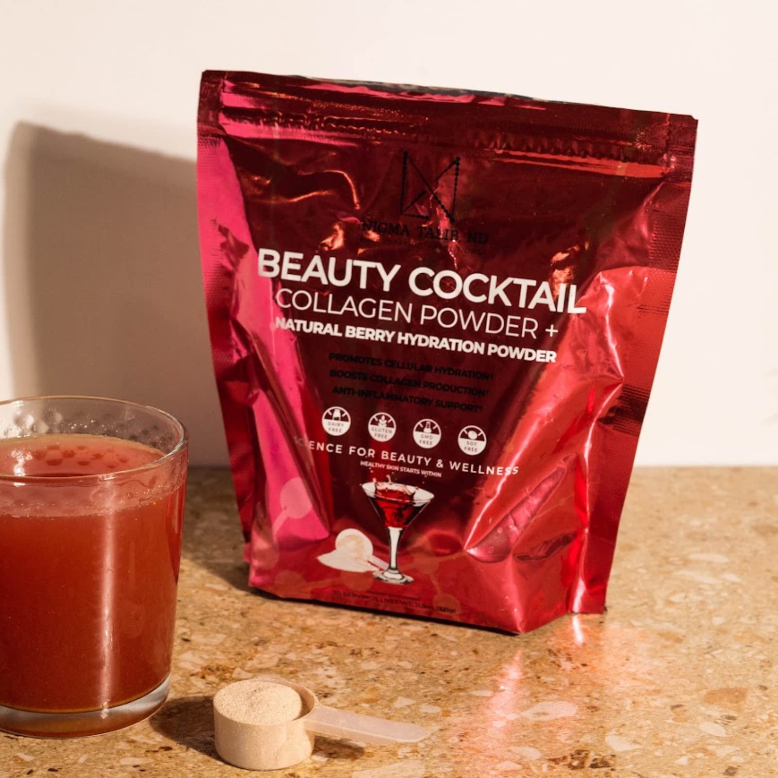 DR. NIGMA Beauty Cocktail powder scoop with berry flavor for daily nourishment