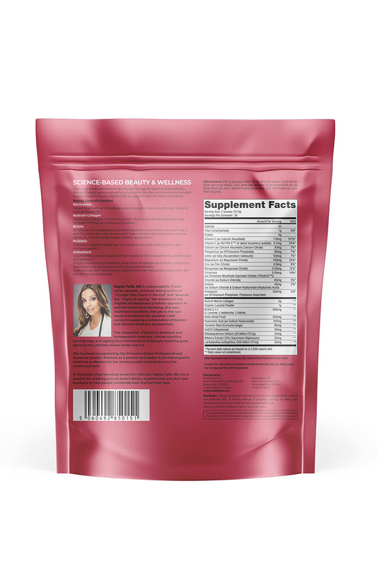 DR. NIGMA Beauty Cocktail powder serving jar highlighting convenient daily hydration