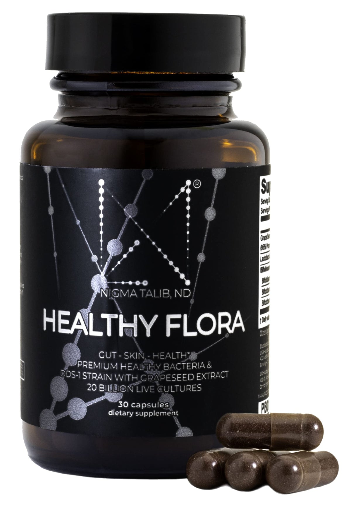 DR. NIGMA Healthy Flora bottle front view showing probiotic blend for gut balance