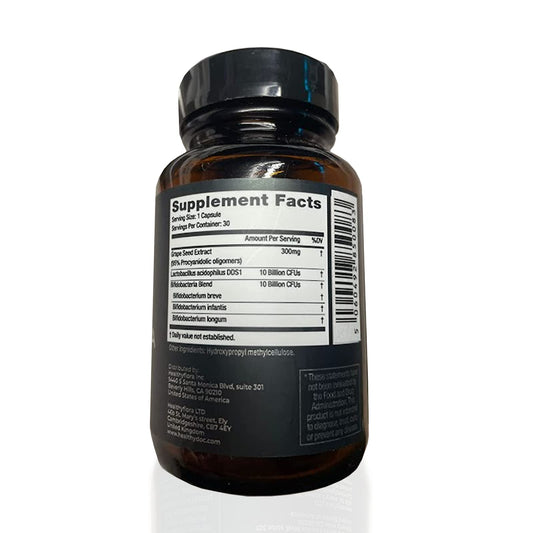 DR. NIGMA Healthy Flora bottle label close-up highlighting Lactobacillus acidophilus DDS1