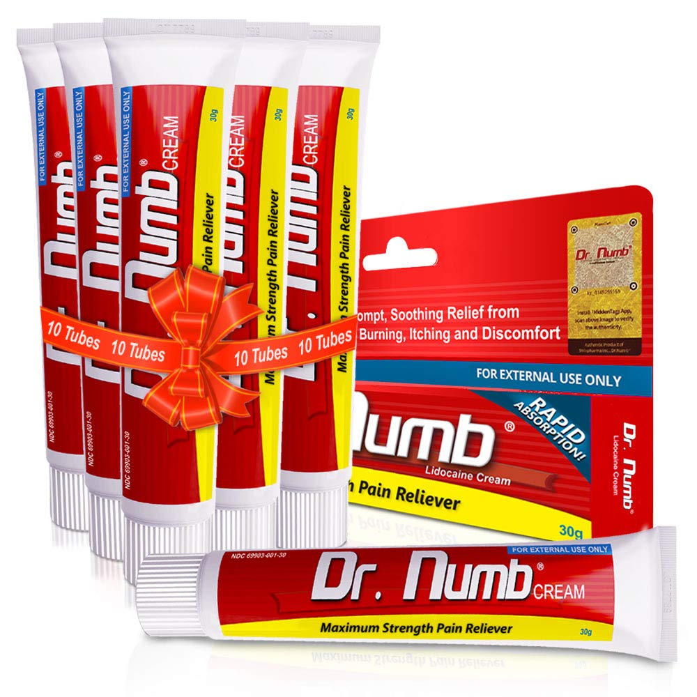 Dr. Numb 5% lidocaine cream packaging for quick topical relief