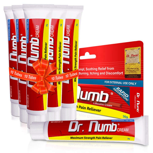 Dr. Numb 5% lidocaine cream packaging for quick topical relief