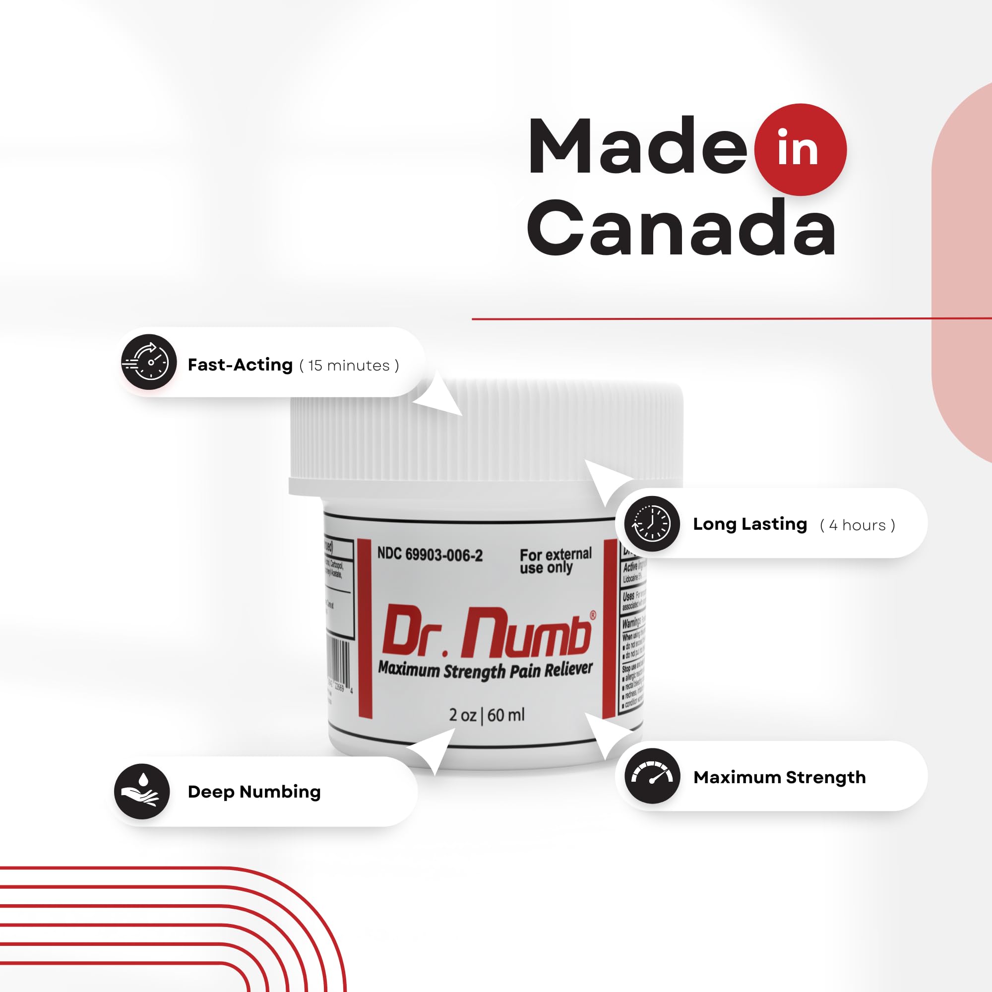 Dr. Numb cream being applied to the affected area for temporary relief.