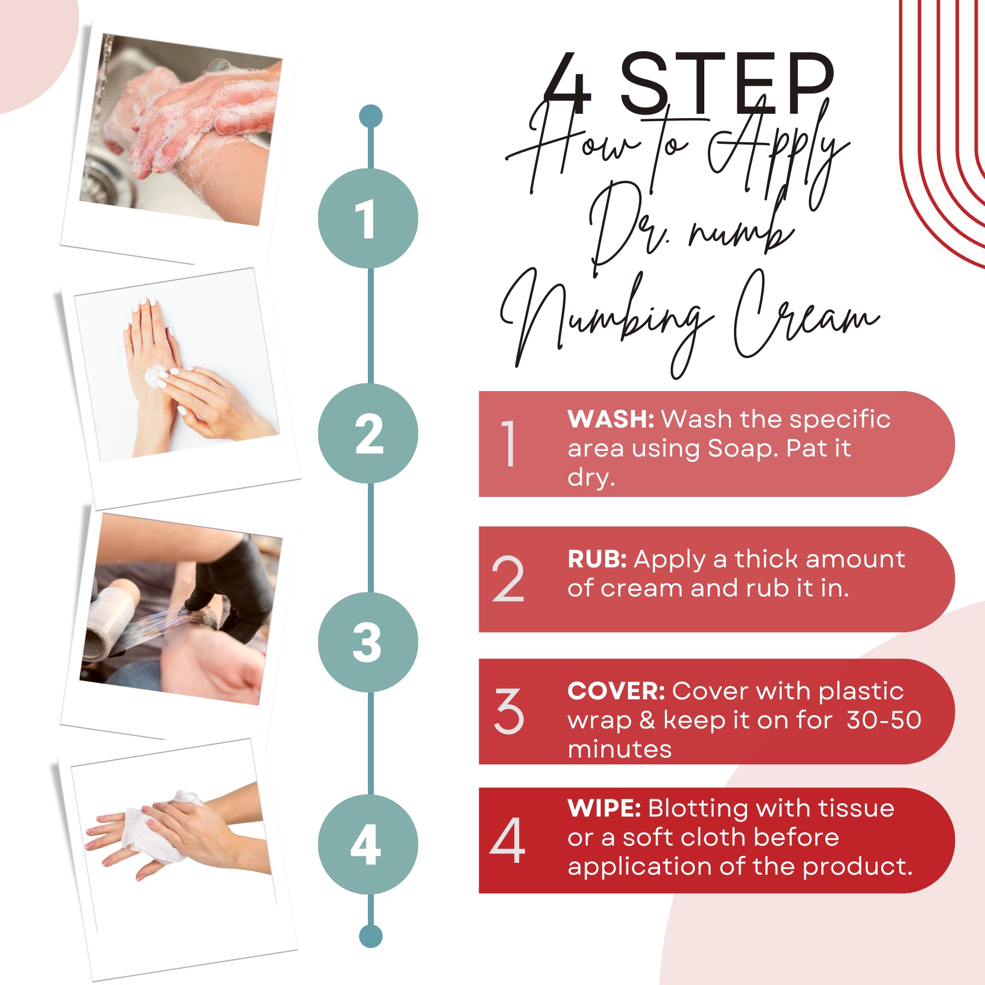 Dr. Numb oil-free, non-greasy cream texture for a silky feel.