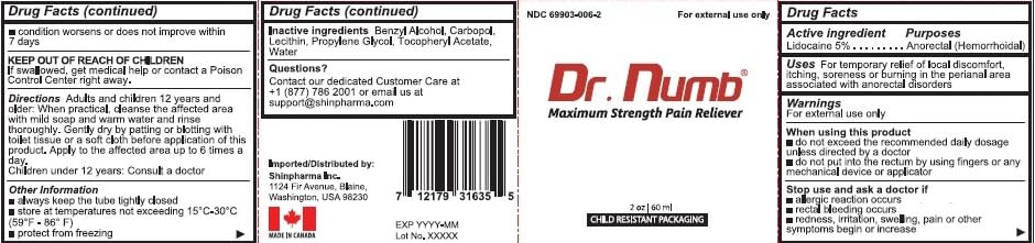 Dr. Numb with vitamin E offering soothing aftercare.