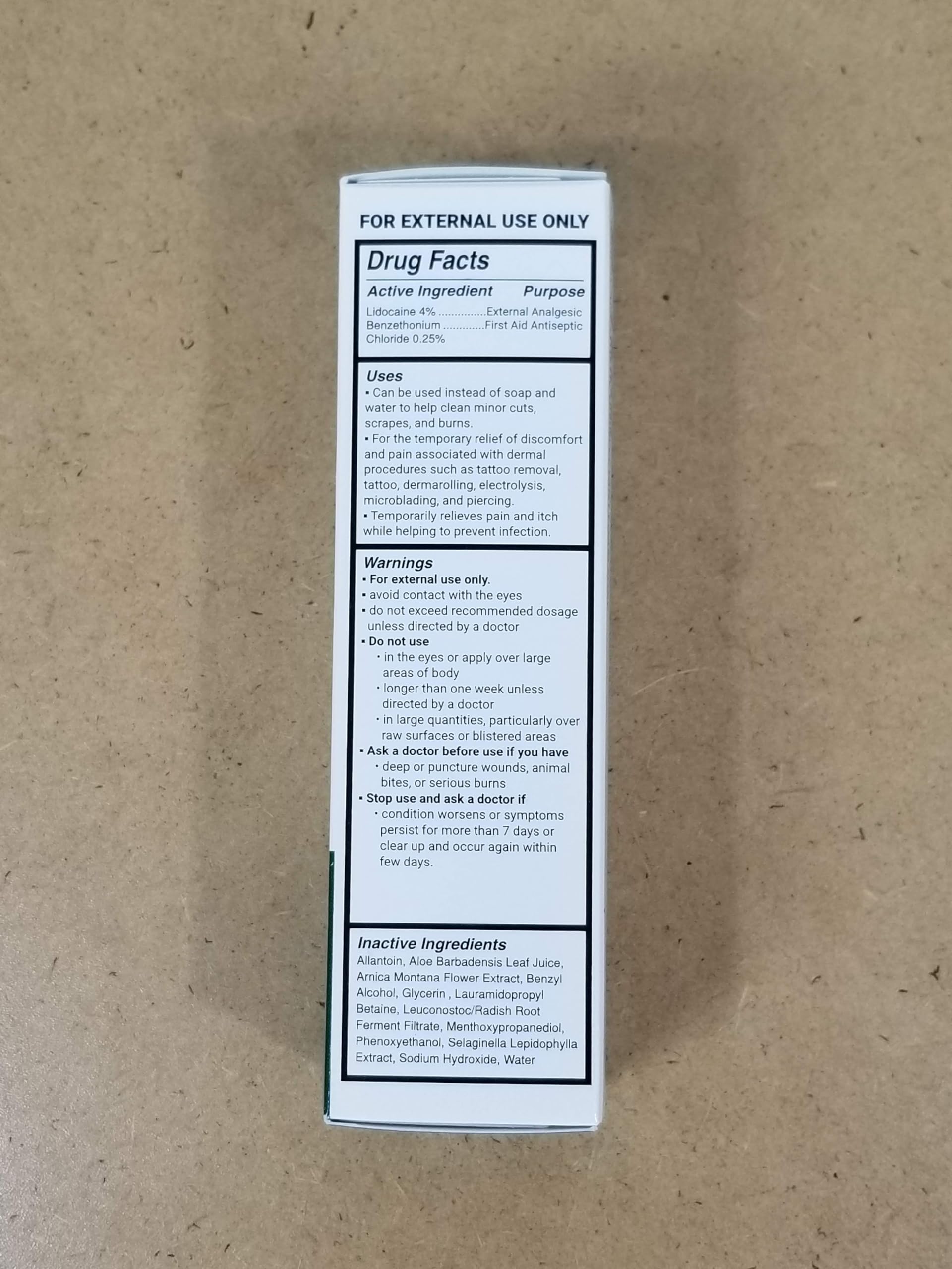 Dr. Numb foam soap packaging with label details and strength.