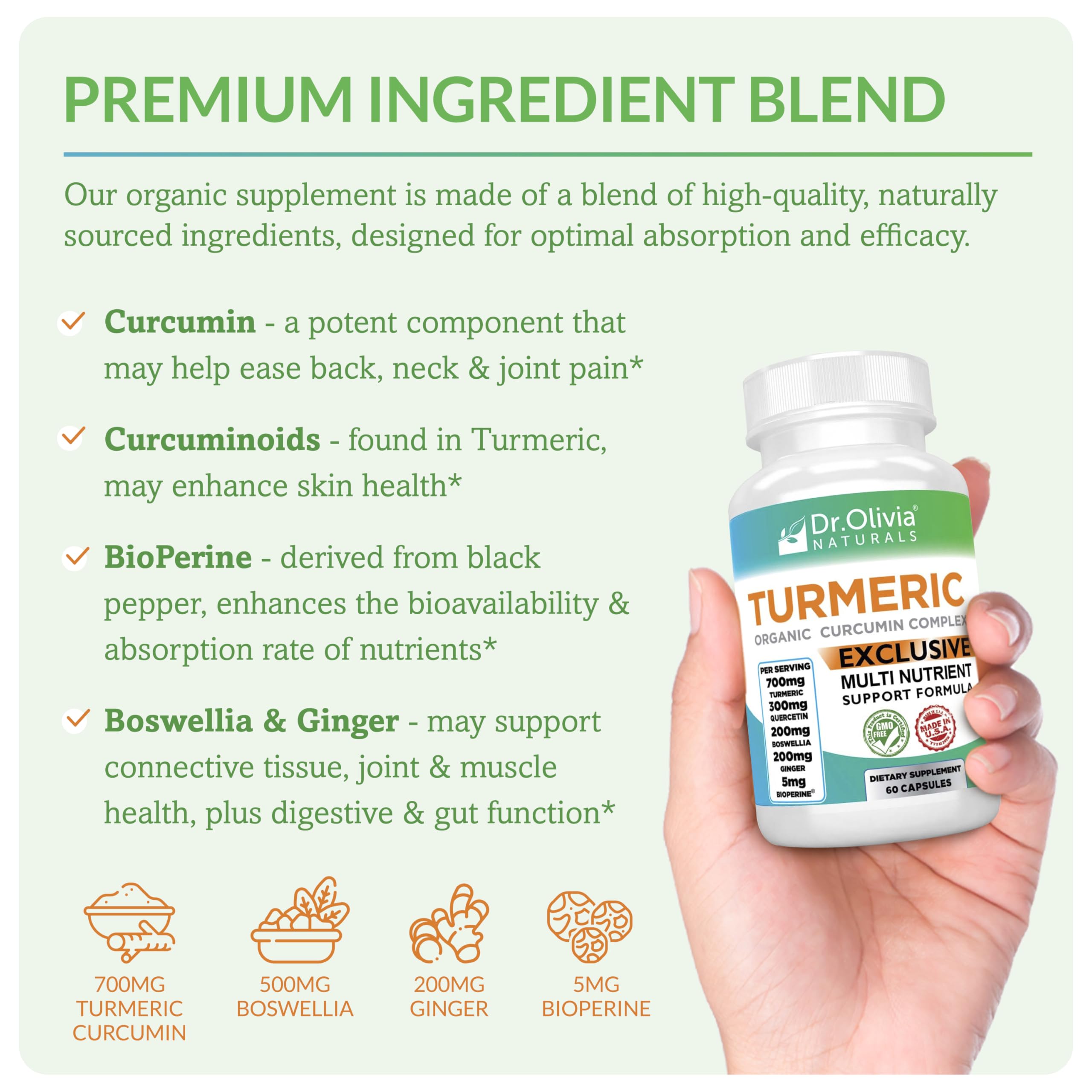 Dr. Olivia Naturals boswellia ginger capsules for joints and connective tissue