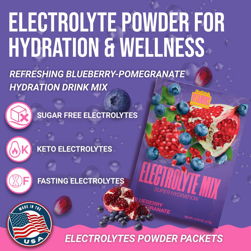 Scoop of Dr. Price's Electrolytes blueberry-pomegranate beside a shaker