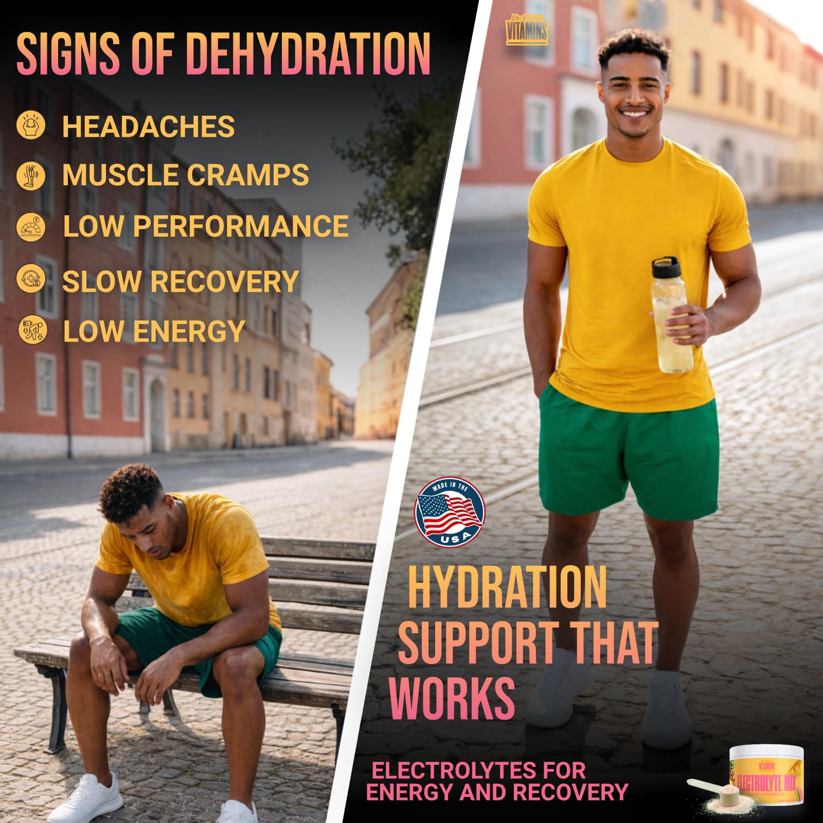 Dr. Price's Electrolytes Tropical dissolves quickly in water for hydration.