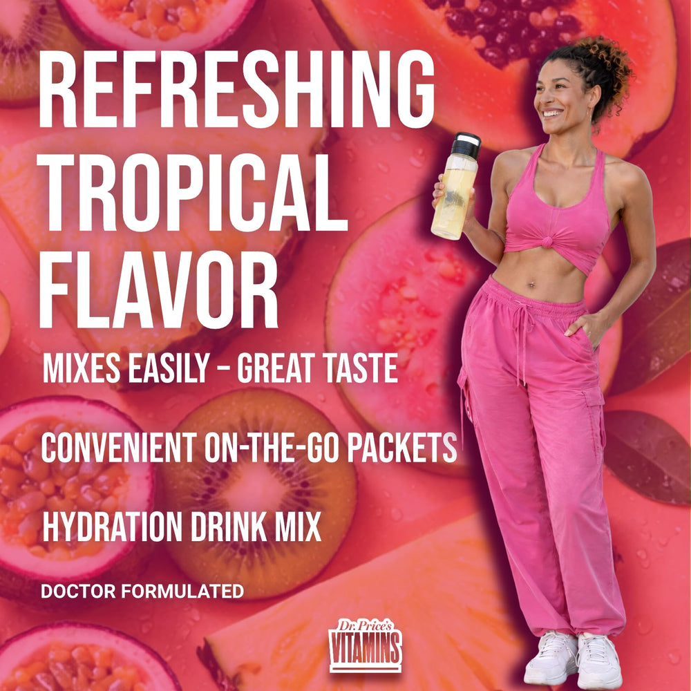 Dr Price's Electrolytes tropical glass with dissolved powder for refreshment