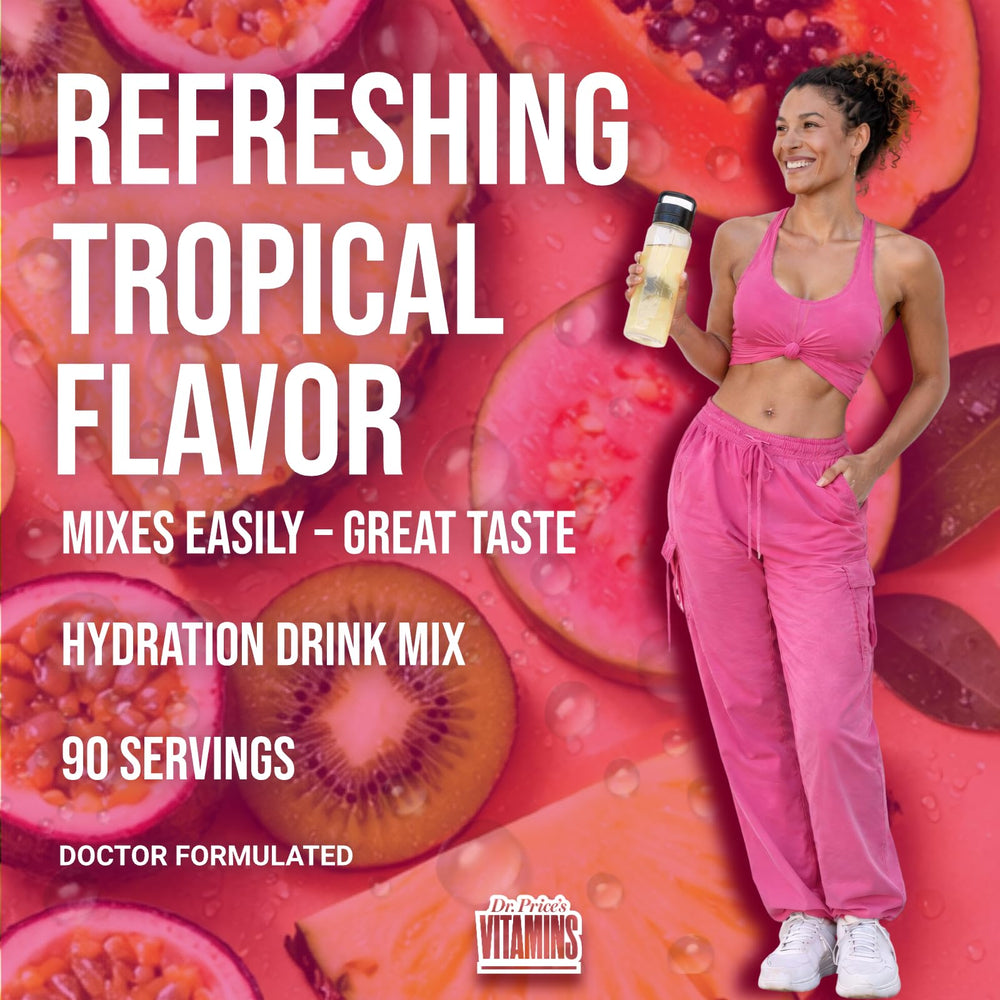Dr. Price's Electrolytes Tropical ideal during workouts for endurance.
