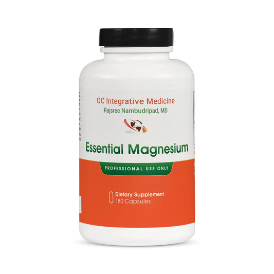 Dr. Rajsree Essential Magnesium bottle front promoting restful sleep and muscle relaxation.