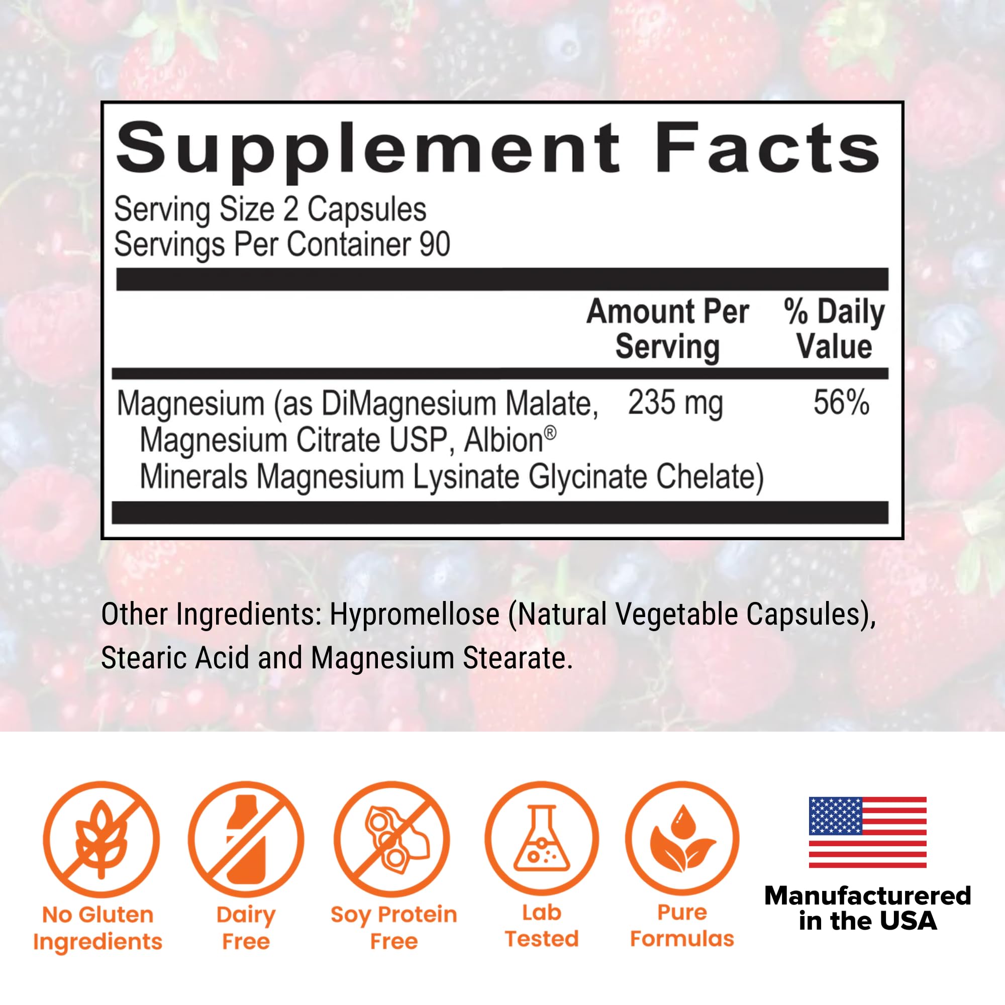 Close-up of Dr. Rajsree Essential Magnesium capsules showing vegetarian formula.