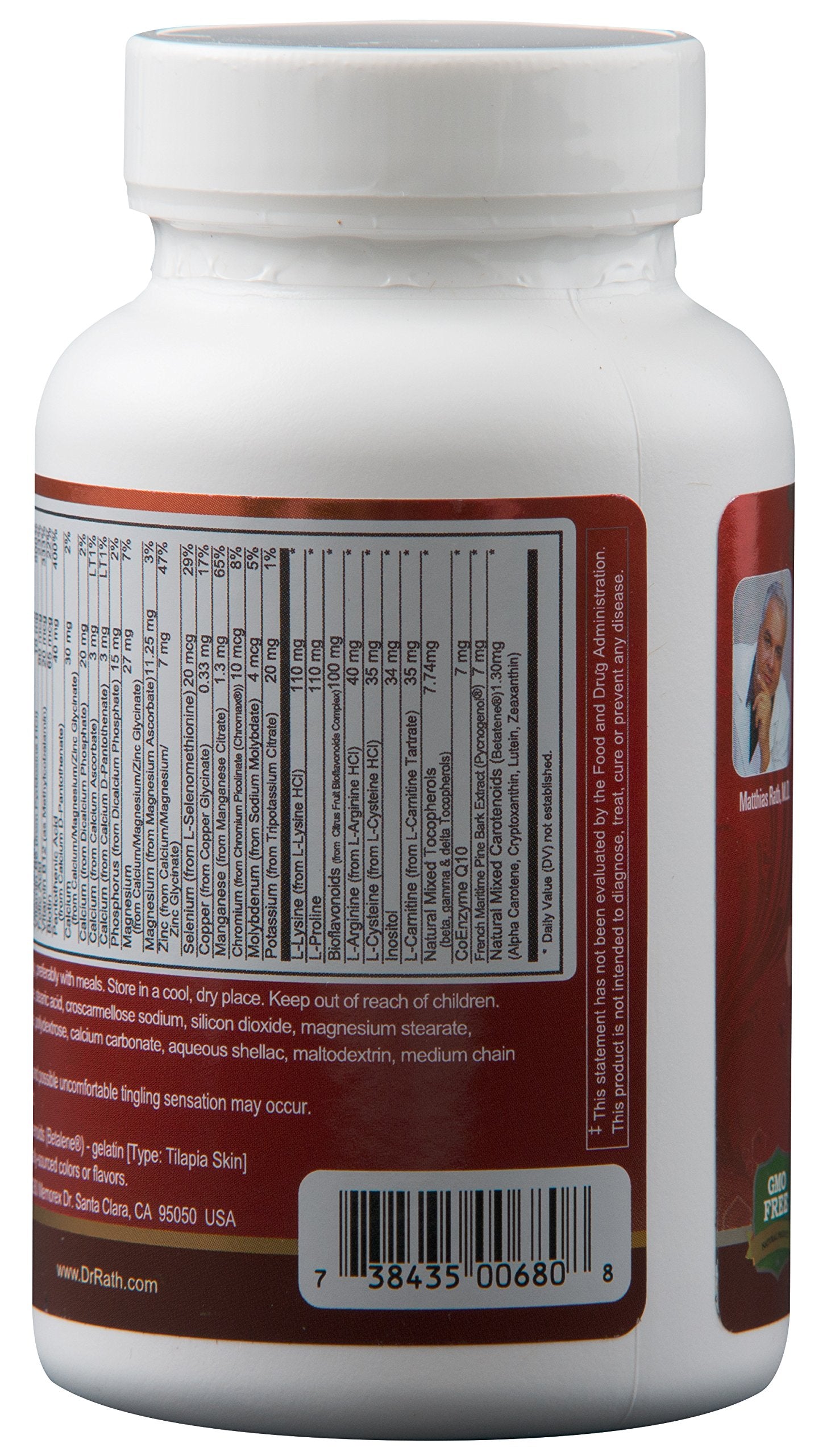 Dr. Rath Cardiovascular Health 90 Tabs packaging highlights nutrients for vessels