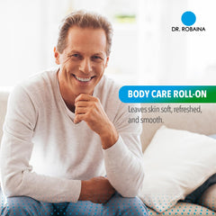 Dr. Robaina DMSO Roll-On ingredients panel featuring arnica and aloe for skin comfort.