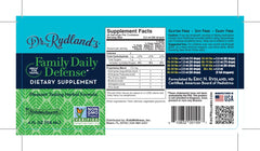 Bottle top with secure seal for Dr. Rydland's Family Daily Defense.