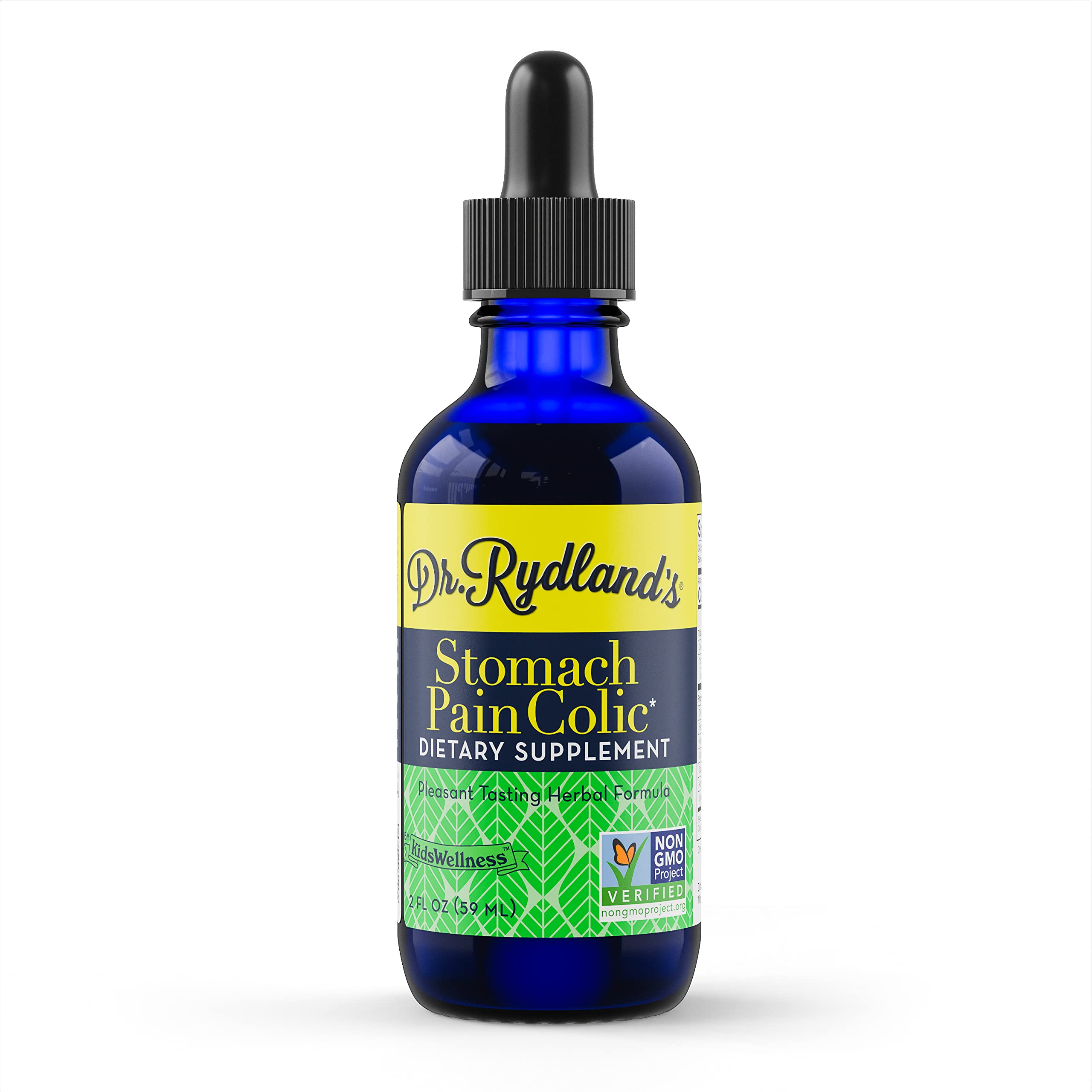 Dr. Rydland's Pleasant Tasting liquid bottle supports stomach comfort.