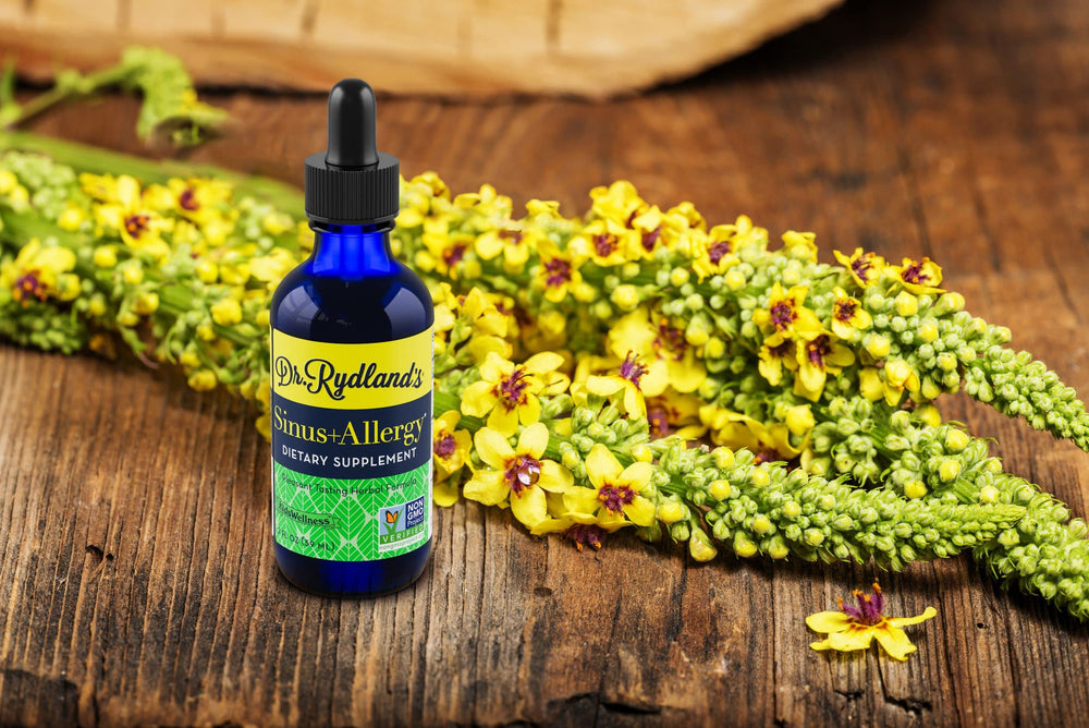 Label shows organic herbs like mullein and peppermint for nasal comfort.