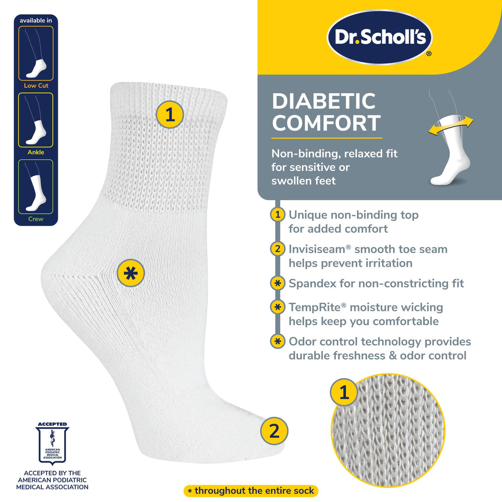 Dr. Scholl's stay-up diabetes circulator socks white engineered to stay in place