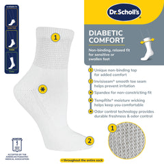 Dr. Scholl's stay-up diabetes circulator socks white engineered to stay in place