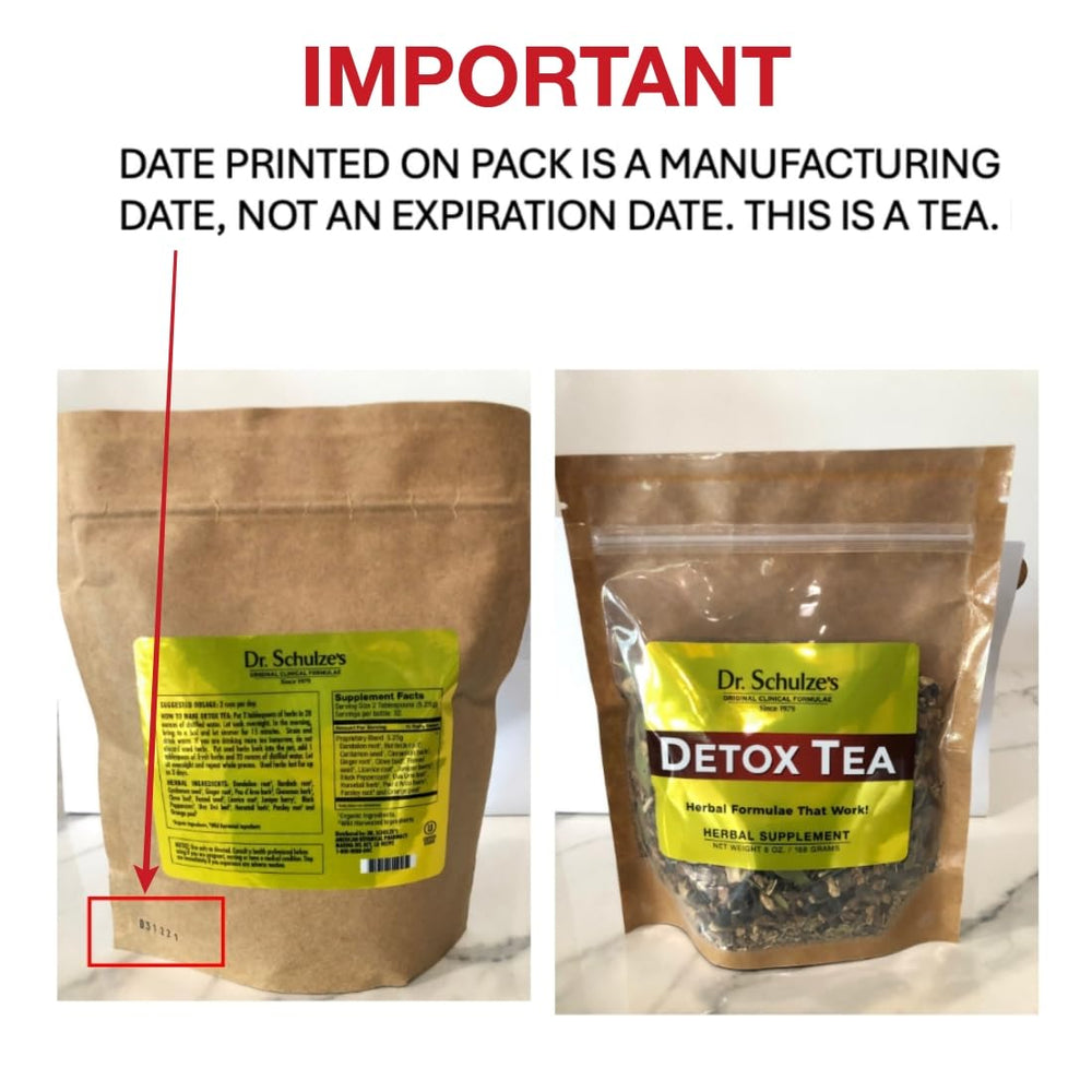 Dr. Schulze's Detox Tea cup and steam suggest a soothing ritual for the day.