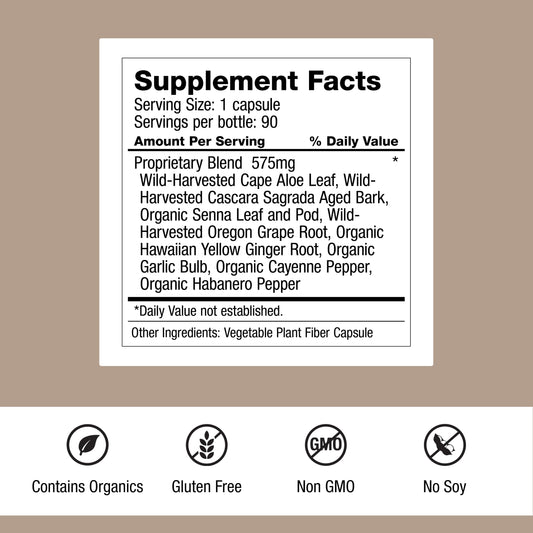 Close up of Intestinal Formula 1 capsules offering gentle bowel movement support
