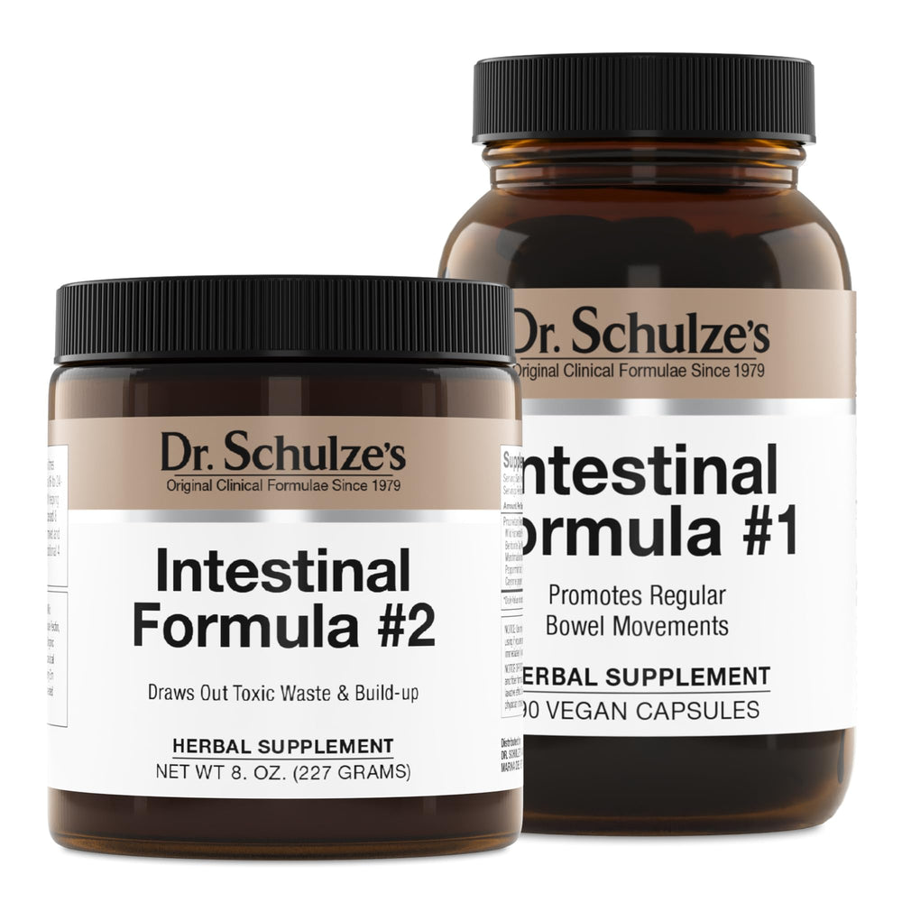 Dr. Schulze's Intestinal Formula #2 bottle front for gentle detox support.