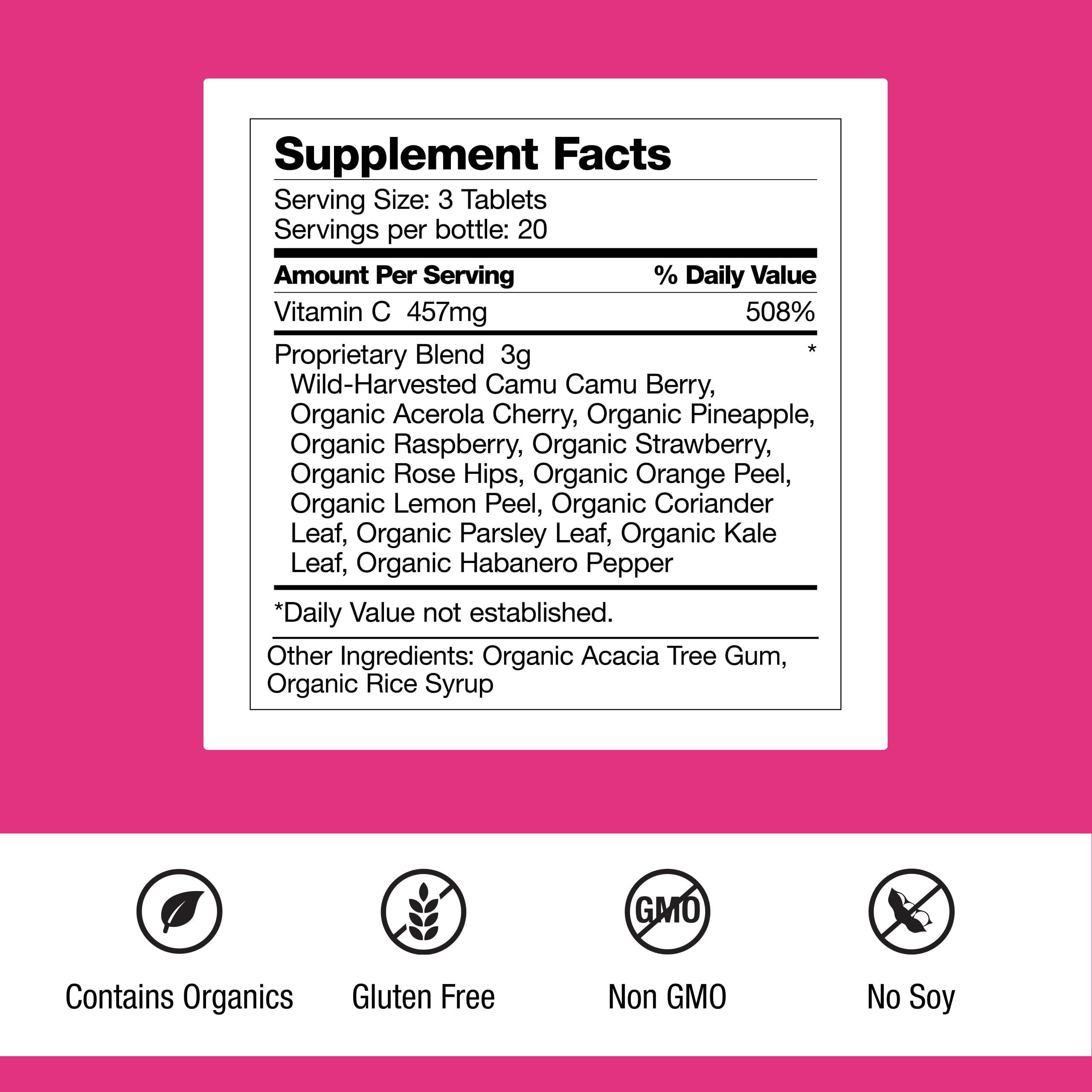 Close-up of Super-C Plus tablets highlighting chewable daily-use form.