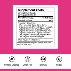 Close-up of Super-C Plus tablets highlighting chewable daily-use form.