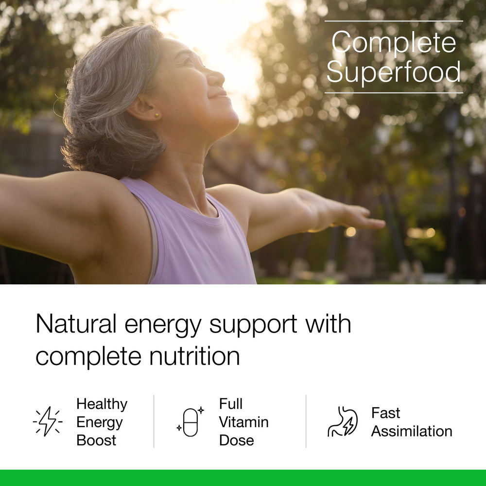 Dr. Schulze's SuperFood Plus label close-up highlighting vegan, gluten-free formulation
