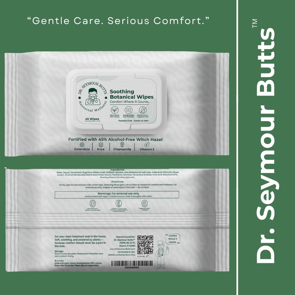 Dr. Seymour Butts Hemorrhoid Wipes resealable lid maintains moisture for freshness
