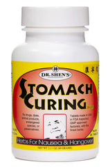 DR. SHEN'S Stomach Curing Pills bottle-front, portable travel companion for nausea and indigestion.