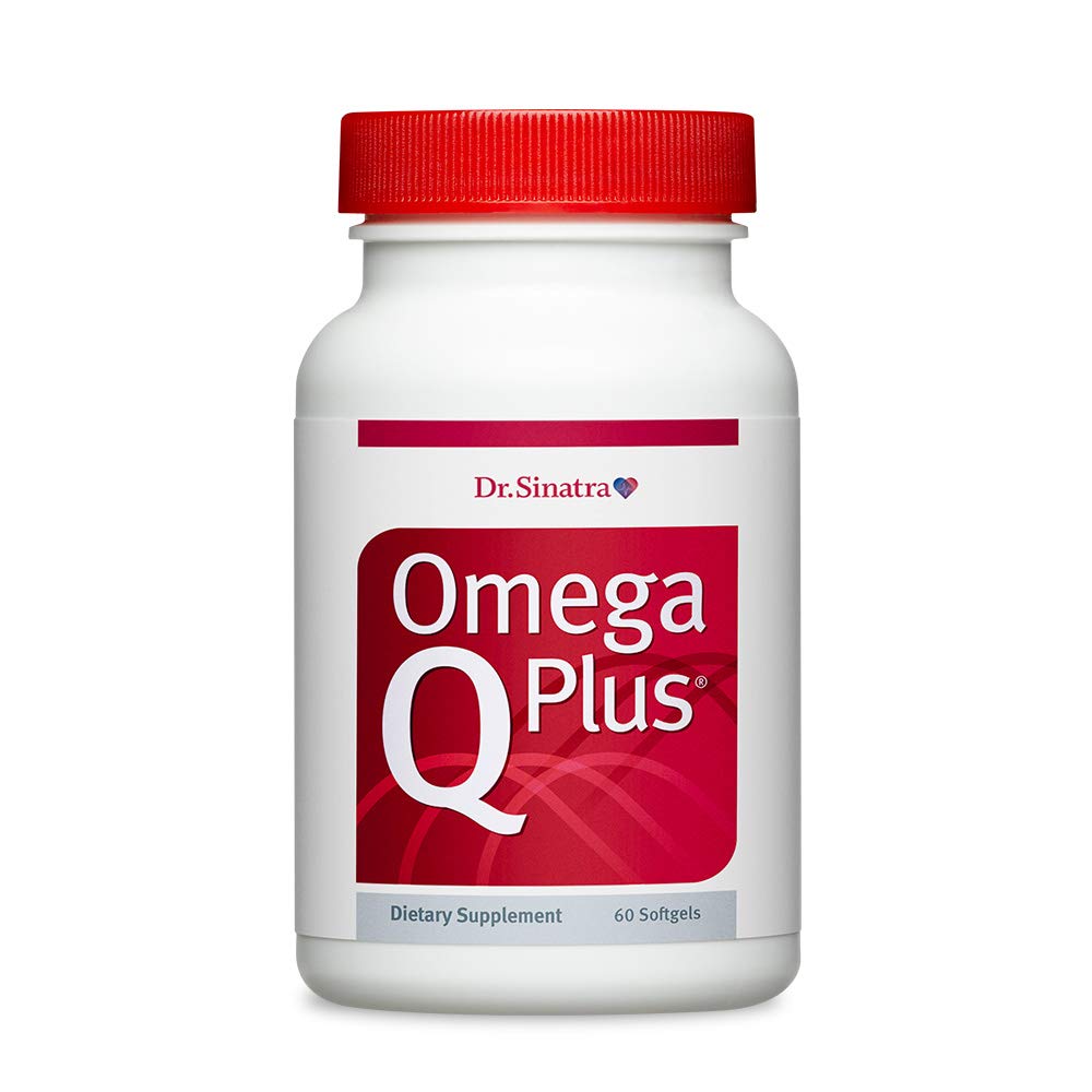 Dr. Sinatra Omega Q Plus bottle and capsules for daily heart health support
