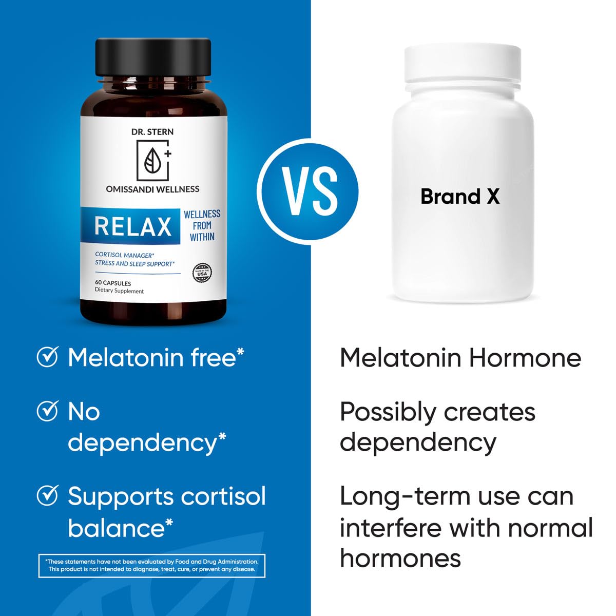 Dr. Stern Omissandi Relax label detail emphasizes key adaptogens and minerals