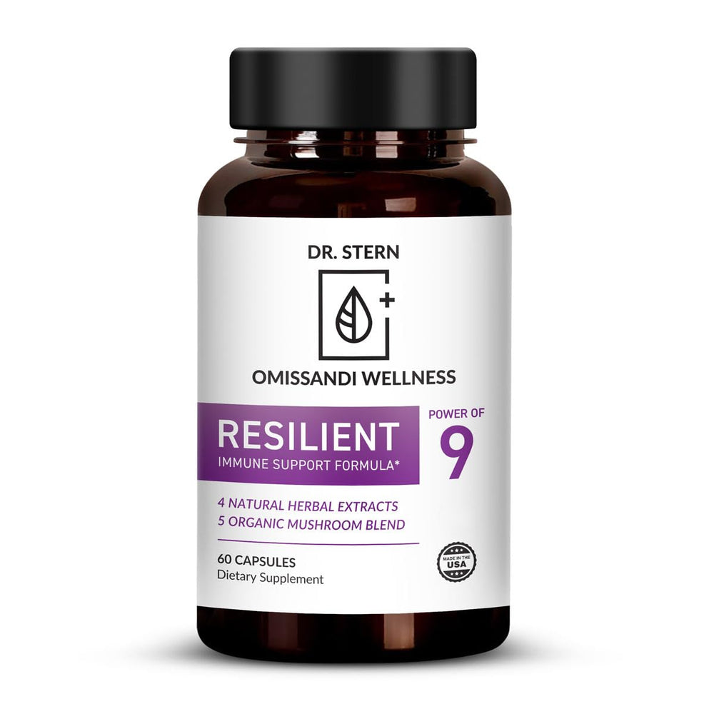 Dr. Stern Resilient bottle with capsules promoting daily immune support.