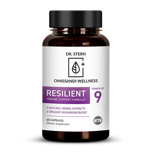 Dr. Stern Resilient bottle with capsules promoting daily immune support.