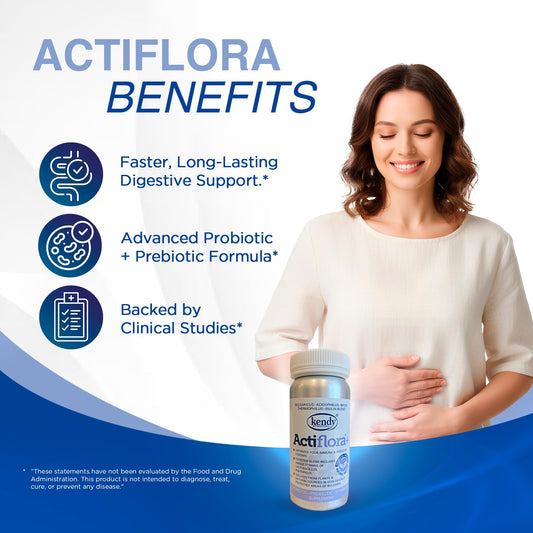 Dr. T Kendy Actiflora capsules close-up highlights convenient 45B CFU blend.