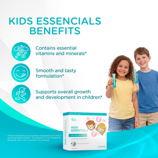 Dr. T Kids Essentials Packs direct-to-mouth use without water for mess-free intake